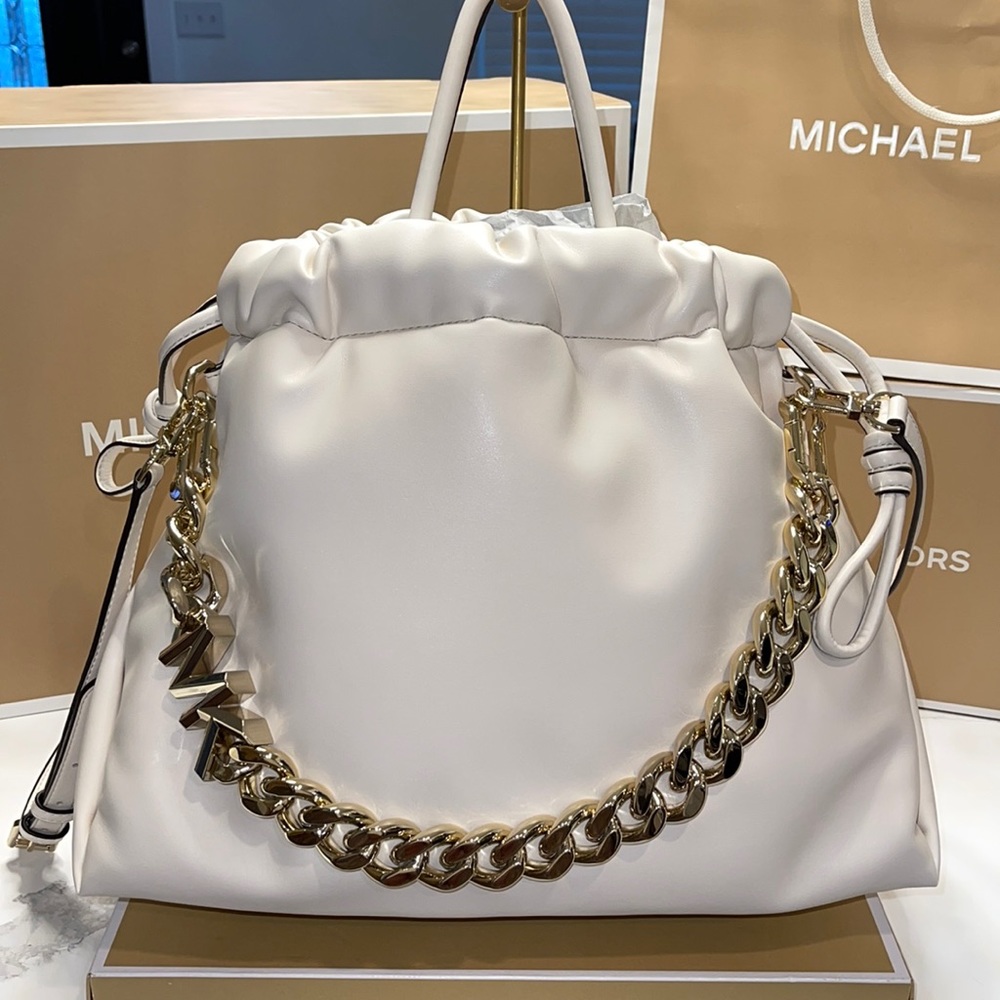Michael Kors Lina tote/shoulder bag in large cream with gold hardware vegan